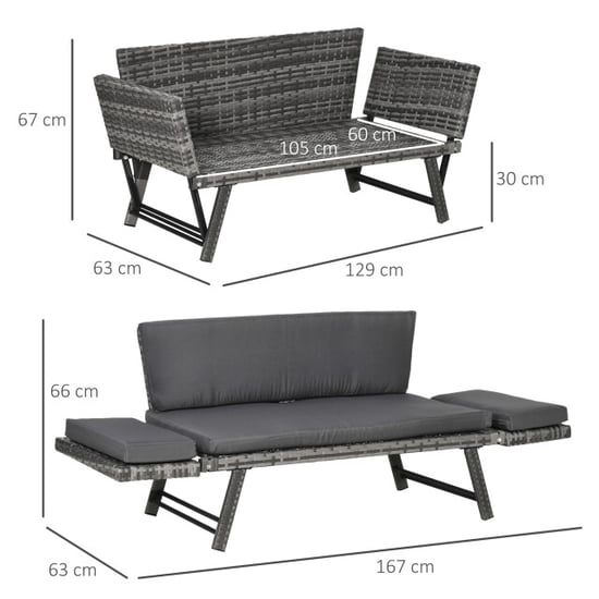 4goodz Polyrattan tuinbank 2-zits met opklapbare armleuningen - - Image 4
