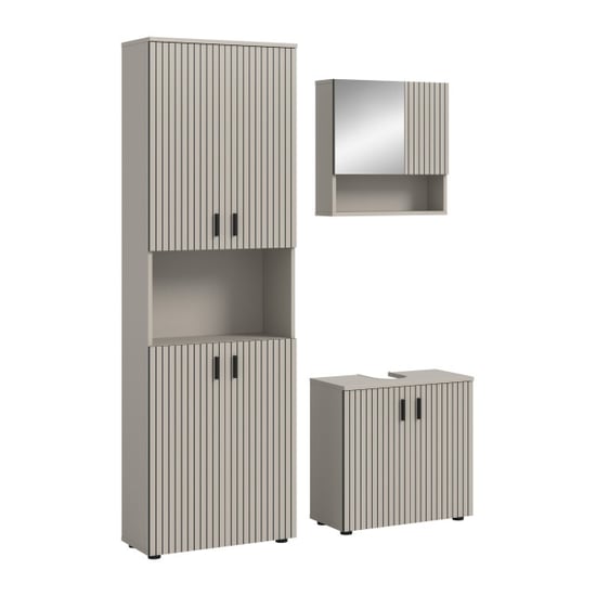 Furnilux Badcombinatie kasjmier met accenten spiegelkast en wastafel 3 delen - Image 1