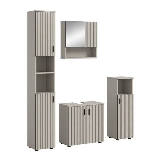 Furnilux Badcombinatie kasjmier look 4-delige set met spiegelkast en wastafel - Image 1