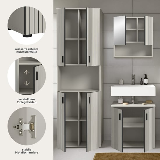 Furnilux Badcombinatie kasjmier met accenten spiegelkast en wastafel 3 delen - Image 6