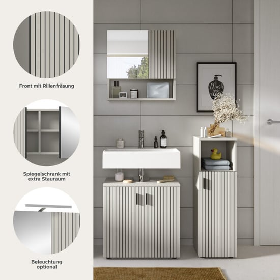 Furnilux Badcombinatie set kasjmier 3-delige badkamer meubels spiegelkast en wastafel - Image 6