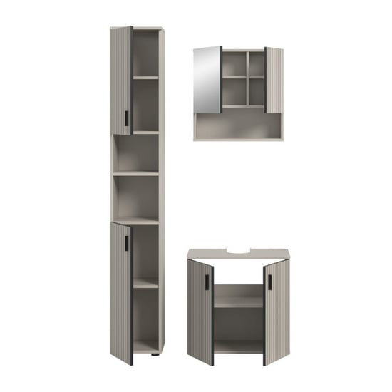 Furnilux Badcombinatie kasjmier look 3-delige set met spiegelkast en wastafel - Image 5