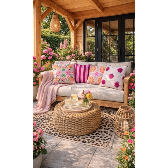 NOVÉE Sunset stripe pink outdoor kussenhoes | 45x45 cm | katoen/polyester - Image 2