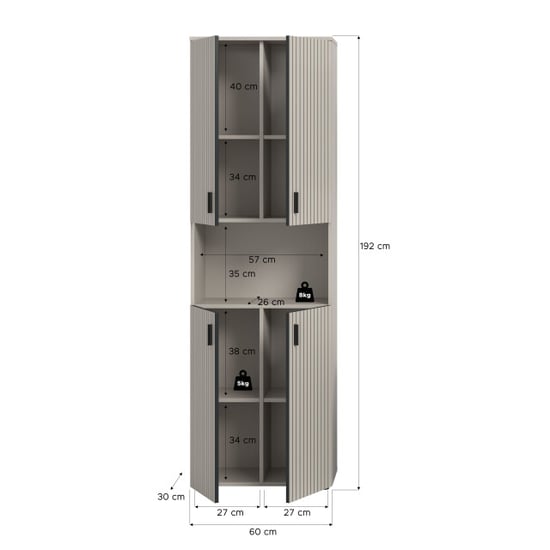 Furnilux Badkast kasjmier met accenten ruime opbergkast met 4 deuren 60x192x30 - Image 6