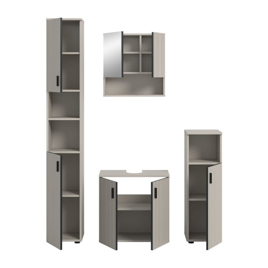 Furnilux Badcombinatie kasjmier look 4-delige set met spiegelkast en wastafel - Image 5