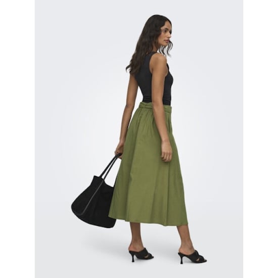 Jacqueline de Yong milan linen hw belted skirt wvn 15366394 olive drab - Image 3