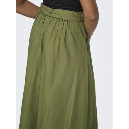 Jacqueline de Yong milan linen hw belted skirt wvn 15366394 olive drab - Image 4