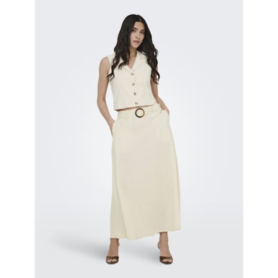Jacqueline de Yong milan linen hw belted skirt wvn 15366394 oatmeal - Image 2