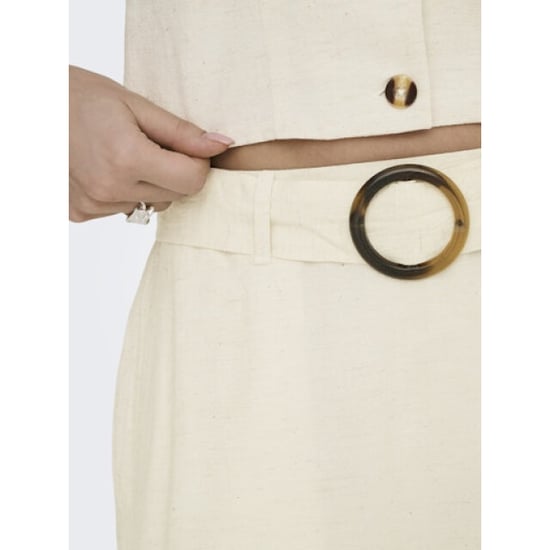 Jacqueline de Yong milan linen hw belted skirt wvn 15366394 oatmeal - Image 3