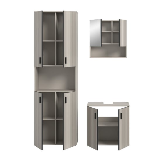 Furnilux Badcombinatie kasjmier met accenten spiegelkast en wastafel 3 delen - Image 3