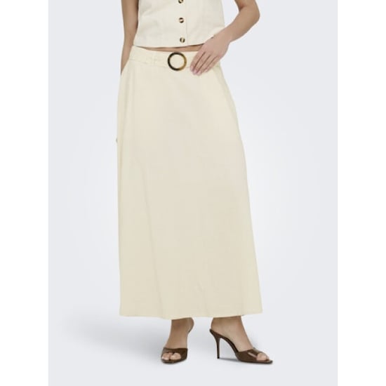 Jacqueline de Yong milan linen hw belted skirt wvn 15366394 oatmeal - Image 4