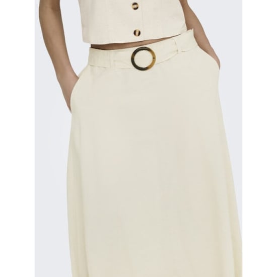 Jacqueline de Yong milan linen hw belted skirt wvn 15366394 oatmeal - Image 5