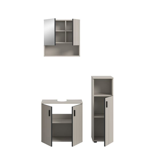 Furnilux Badcombinatie set kasjmier 3-delige badkamer meubels spiegelkast en wastafel - Image 4