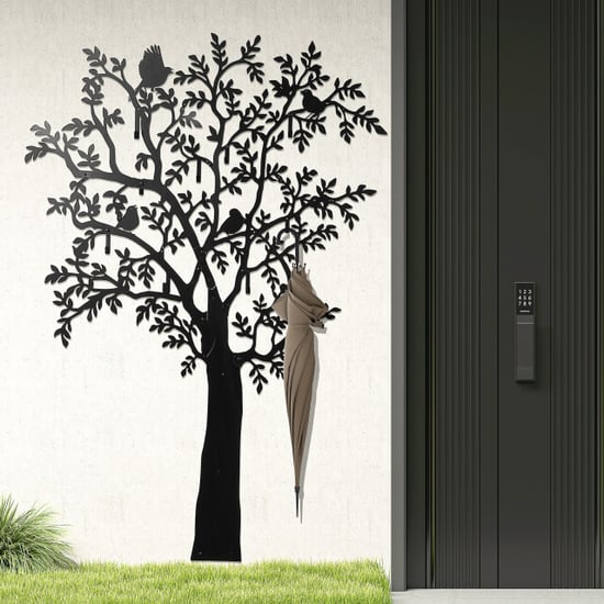 4goodz Wandkapstok metaal boomdesign met vogels 175 cm - - Image 6