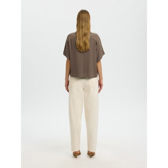 Selected Femme slwviva ss cropped sun shirt noos 16093937 chocolate chip - Image 2