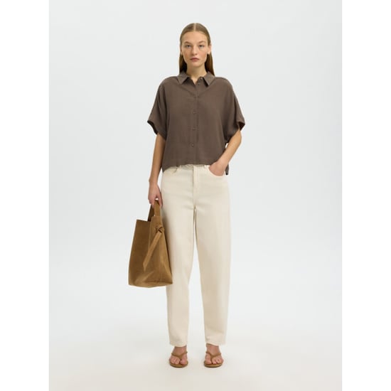 Selected Femme slwviva ss cropped sun shirt noos 16093937 chocolate chip - Image 4