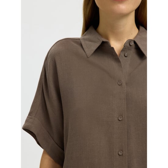 Selected Femme slwviva ss cropped sun shirt noos 16093937 chocolate chip - Image 5