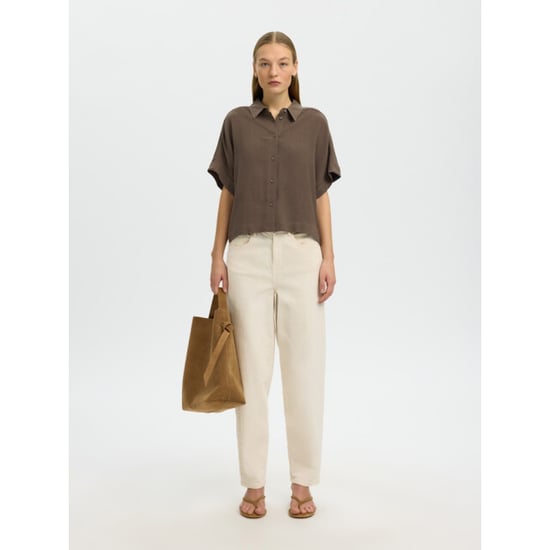 Selected Femme slwviva ss cropped sun shirt noos 16093937 chocolate chip - Image 6