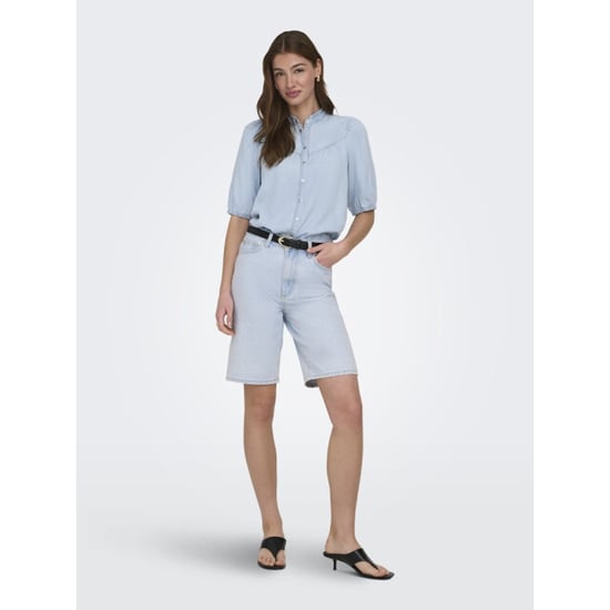 Only Onlcharis life 24 frill shirt wvn cc blue denim - Image 2