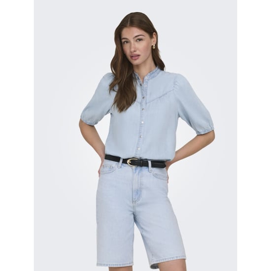 Only Onlcharis life 24 frill shirt wvn cc blue denim - Image 5