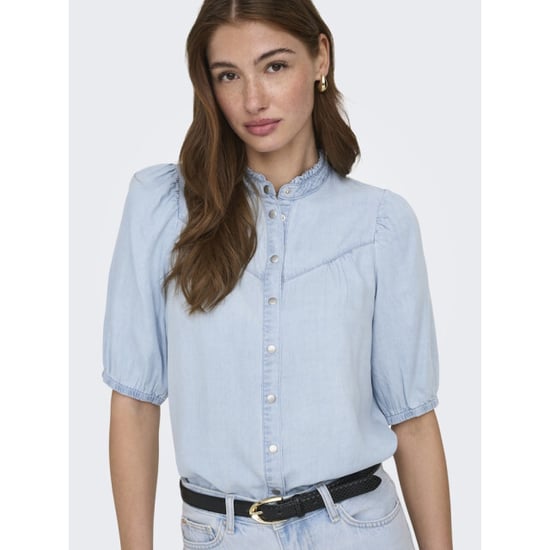 Only Onlcharis life 24 frill shirt wvn cc blue denim - Image 6