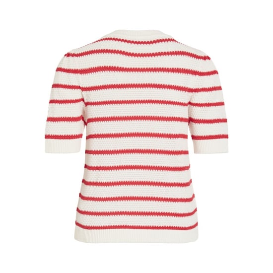 Vila vidalo o-neck s/s stripe knit-noos 14106601 white alyssum - Image 4