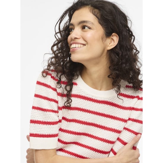 Vila vidalo o-neck s/s stripe knit-noos 14106601 white alyssum - Image 5