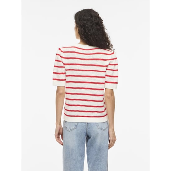 Vila vidalo o-neck s/s stripe knit-noos 14106601 white alyssum - Image 6