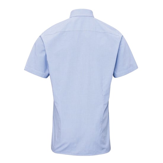 Premier Heren micro gingham geruit katoenen overhemd met korte mouwen - Image 2