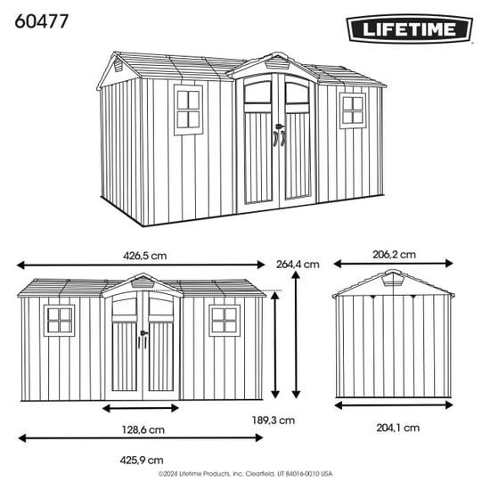 Lifetime Kentucky kunststof tuinschuur met vloer 206x427 cm - - Image 5