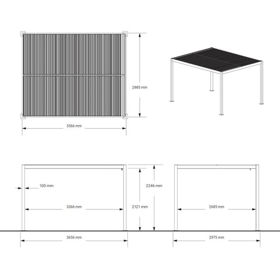 Sojag Milo stalen pergola met lamellendak 3x3,5 m - - Image 5