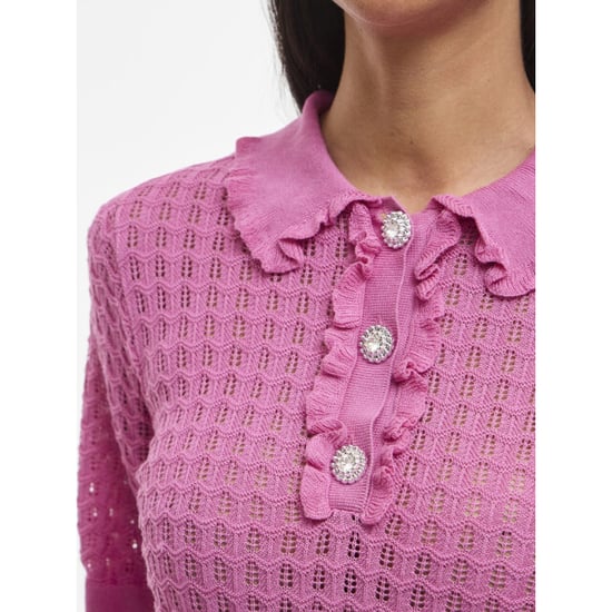 Vila Vinora polo 24 pointelle knit toprc fuchsia - Image 3
