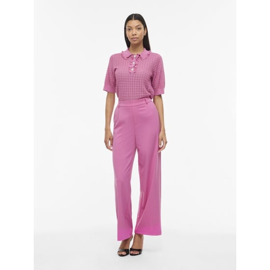 Vila Vinora polo 24 pointelle knit toprc fuchsia - Image 4