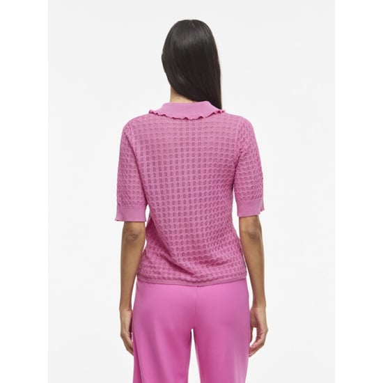 Vila Vinora polo 24 pointelle knit toprc fuchsia - Image 5
