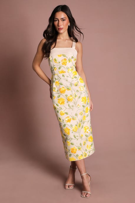 Coast Muse Sequin Floral Pencil Dress - Image 1