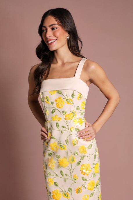 Coast Muse Sequin Floral Pencil Dress - Image 4