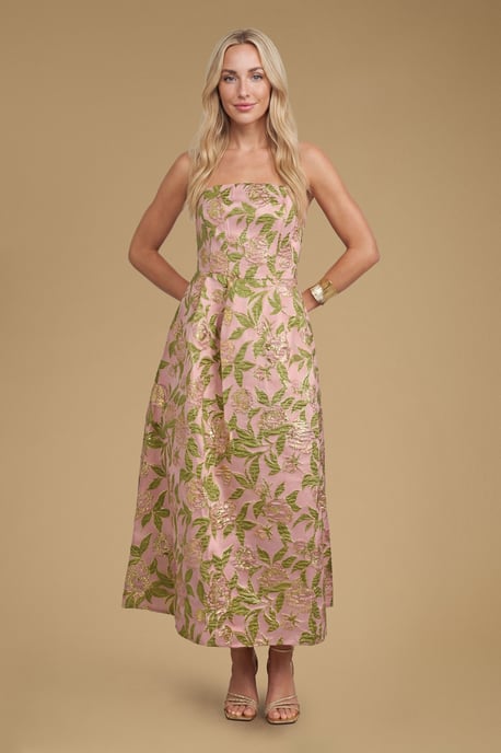 Rose Jacquard Prom Midi Dress - Image 2