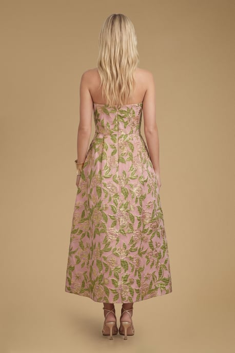 Rose Jacquard Prom Midi Dress - Image 3