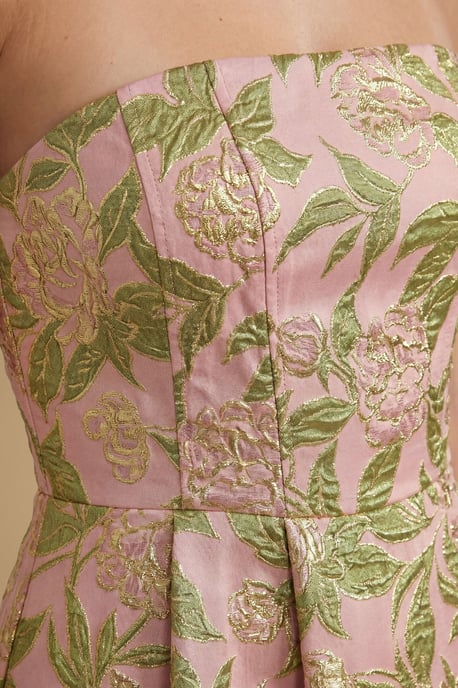 Rose Jacquard Prom Midi Dress - Image 4