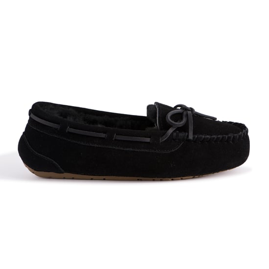 Aus Wooli Australia Womens Stylish Sheepskin Lace Moccasin - Black - Image 2