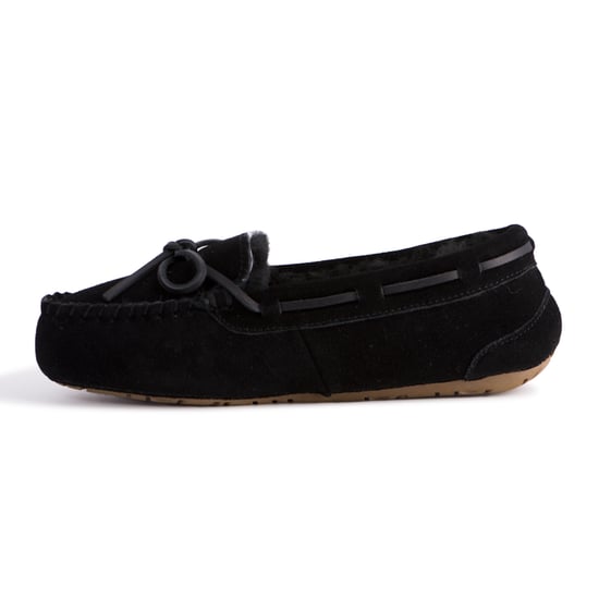 Aus Wooli Australia Womens Stylish Sheepskin Lace Moccasin - Black - Image 4