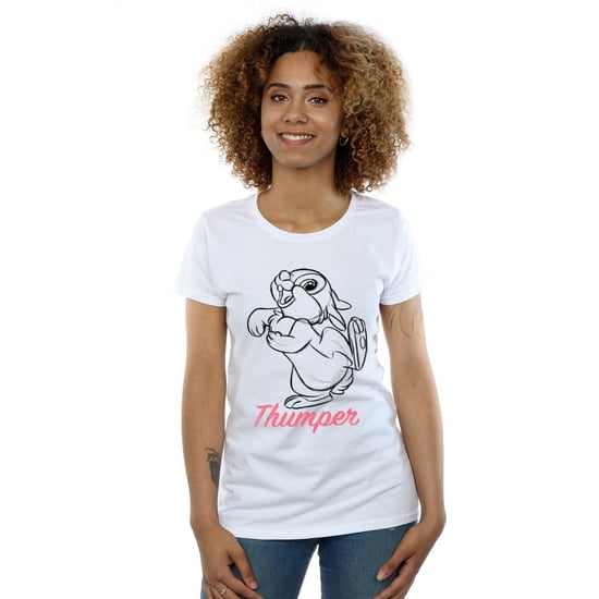Disney Womens/Ladies Bambi Thumper Line Drawing Cotton T-Shirt (White) - Image 3