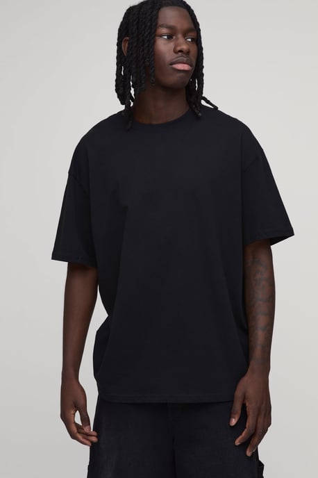 Black Oversized Floral Vase Print T-Shirt - Image 3