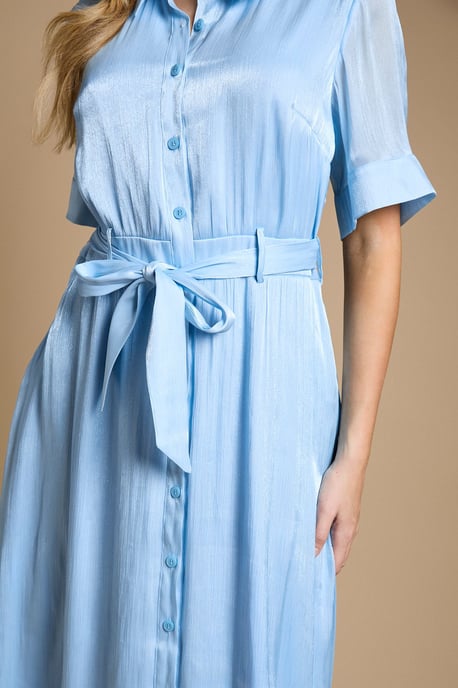Shimmer Belted Shirt Midi Dress - Image 2