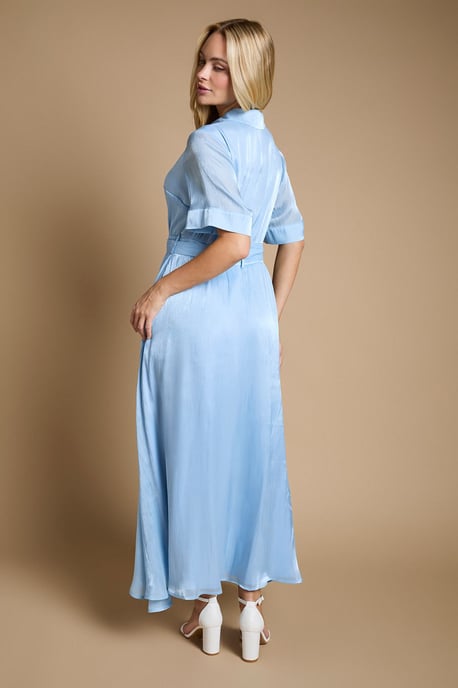 Shimmer Belted Shirt Midi Dress - Image 3