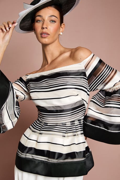 Lisa Tan Striped Organza Statement Blouse - Image 4