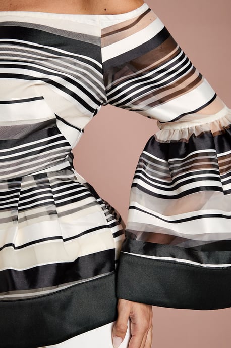 Lisa Tan Striped Organza Statement Blouse - Image 5