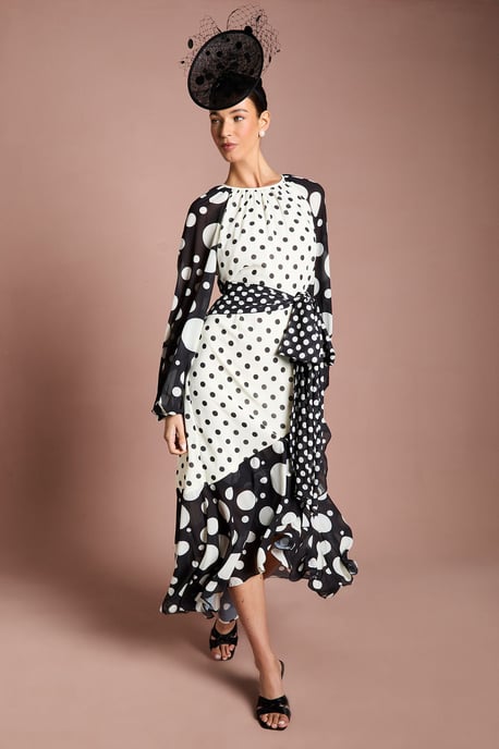 Lisa Tan Mixed Spot Print Wrap Maxi Dress - Image 1