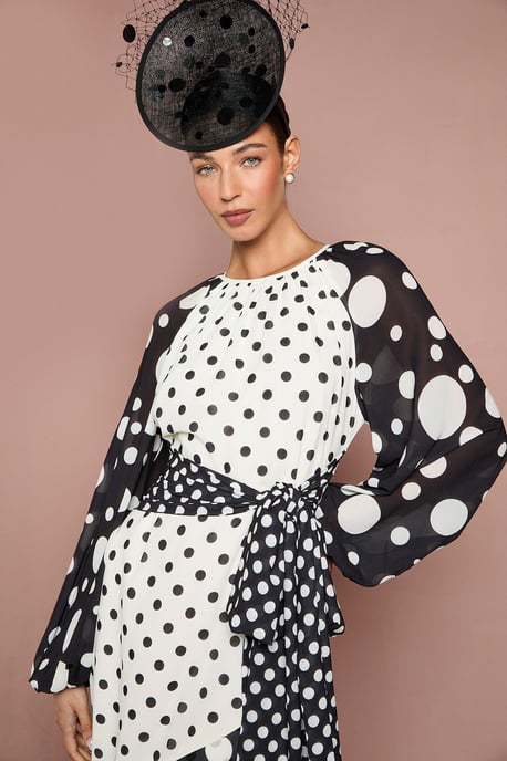 Lisa Tan Mixed Spot Print Wrap Maxi Dress - Image 2