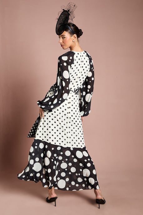 Lisa Tan Mixed Spot Print Wrap Maxi Dress - Image 3